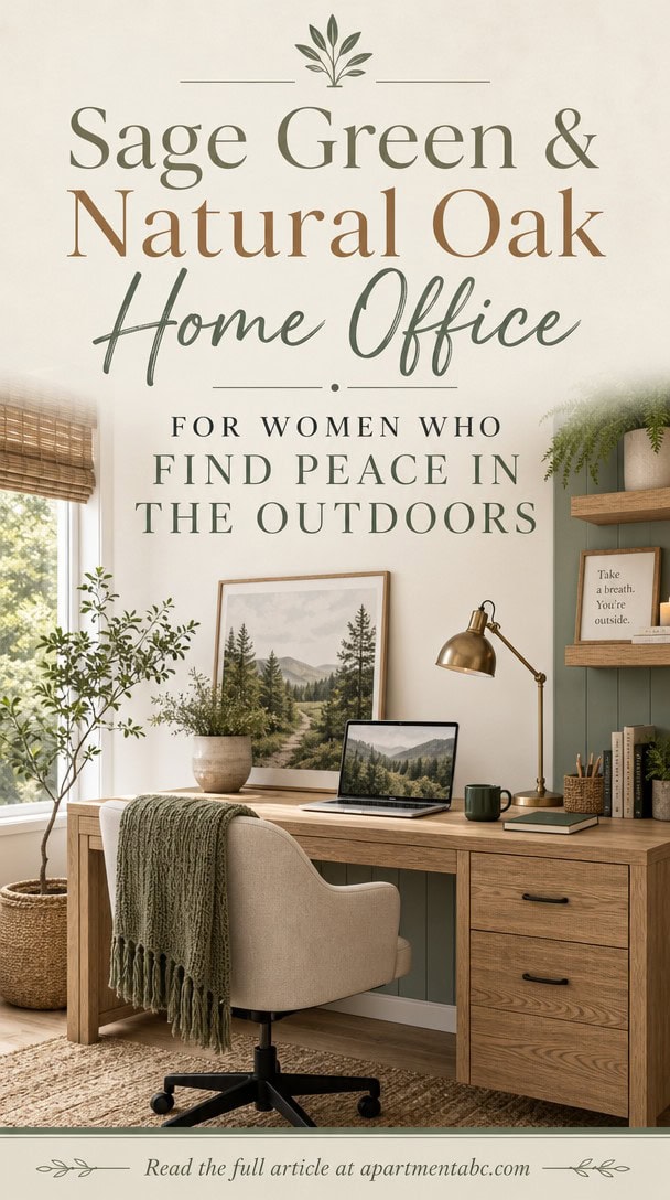 Sage Green & Natural Oak Home Office for Women Who Find Peace in the Outdoors