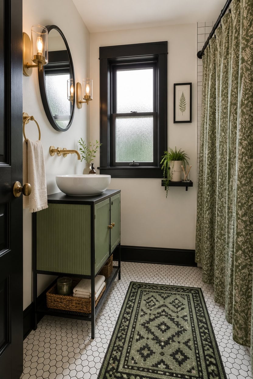 prescott green vanity contrast