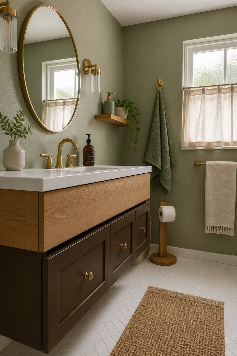 sage green oak hardware finishes