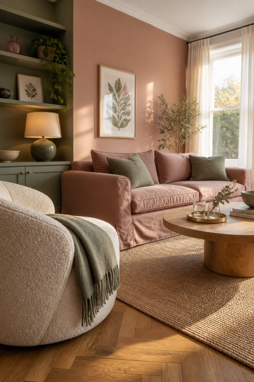 soft dusty pinks and sage
