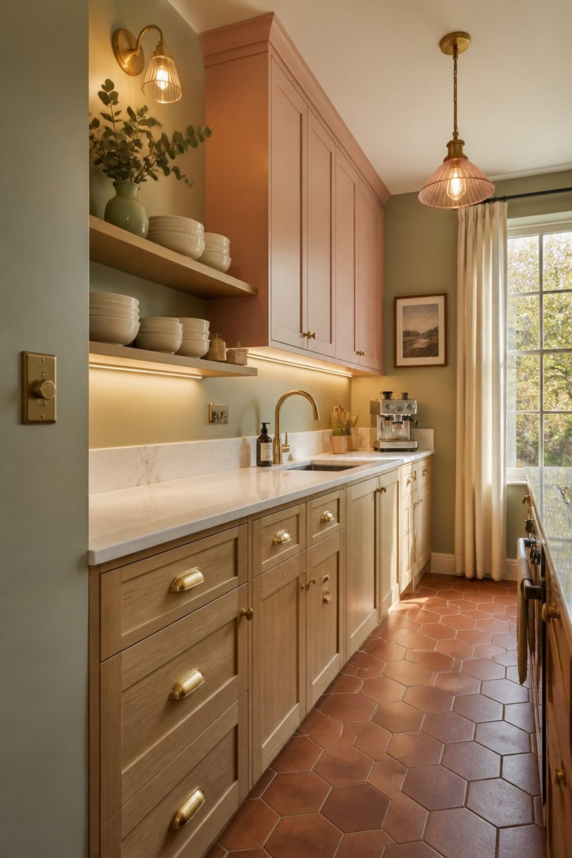 warm layered lighting for pink green