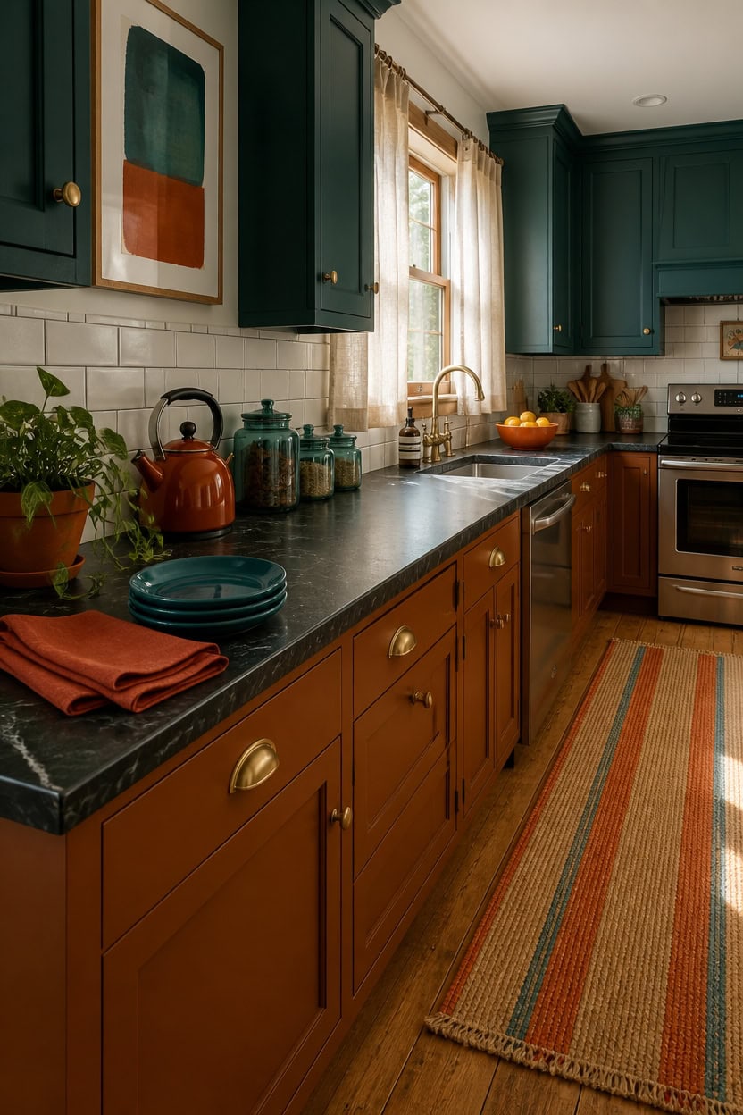 When Deep Teal & Burnt Orange Meets the Kitchen: For Forever Wandering ...