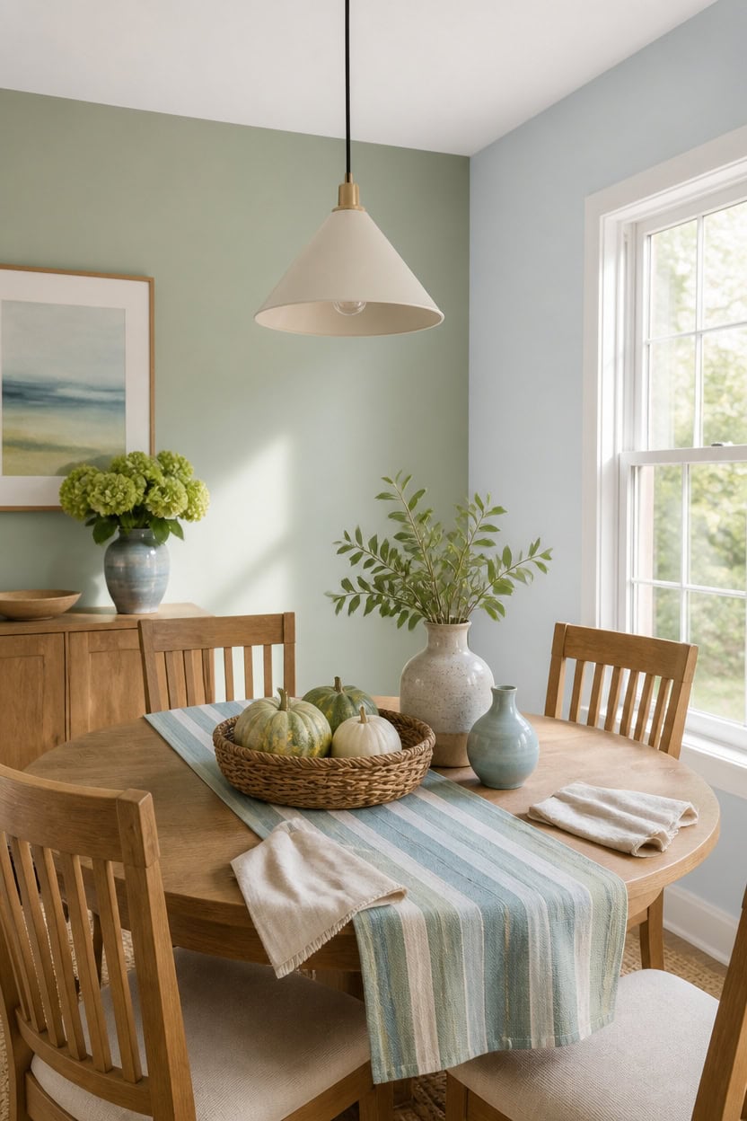airy blue green small dining