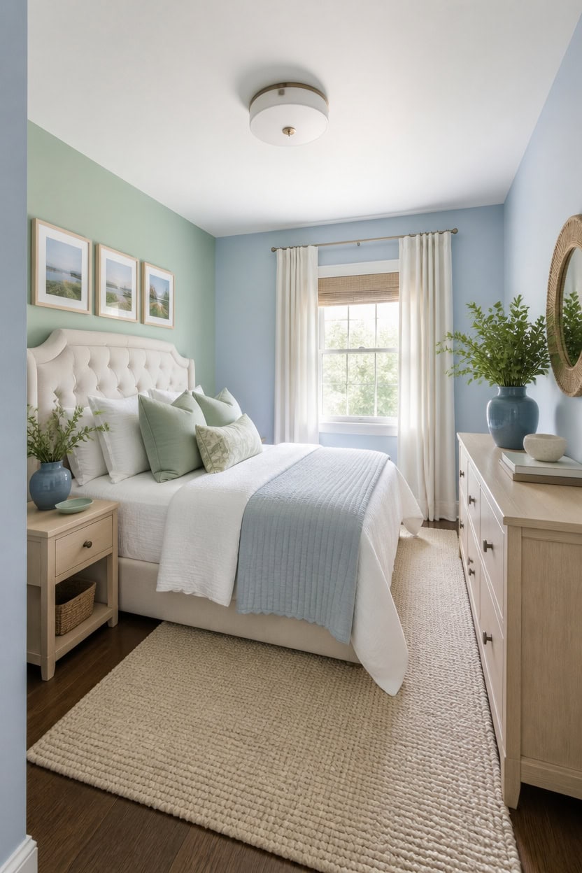 airy blue green small space