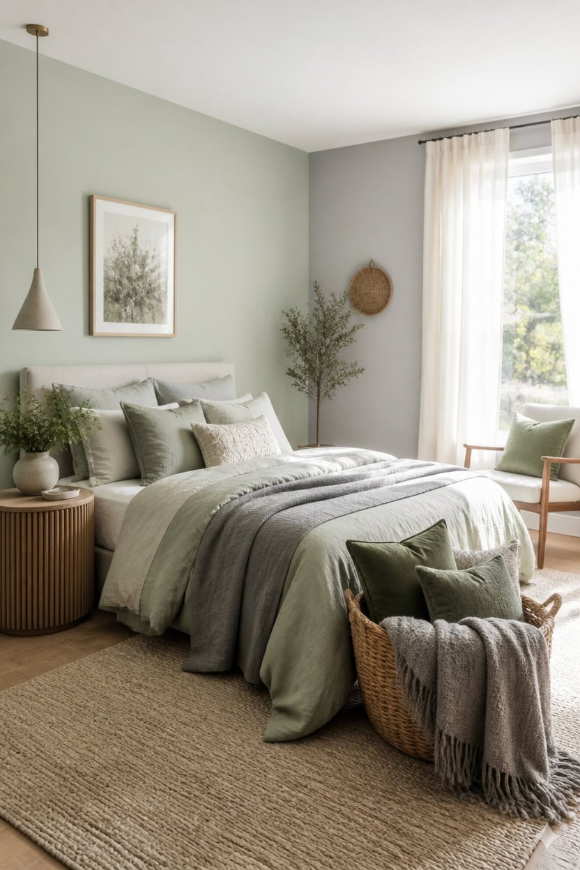 airy layered green gray retreat