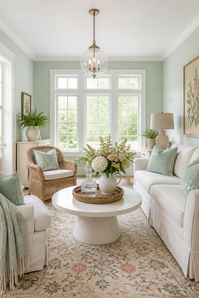 airy mint cottage vignette