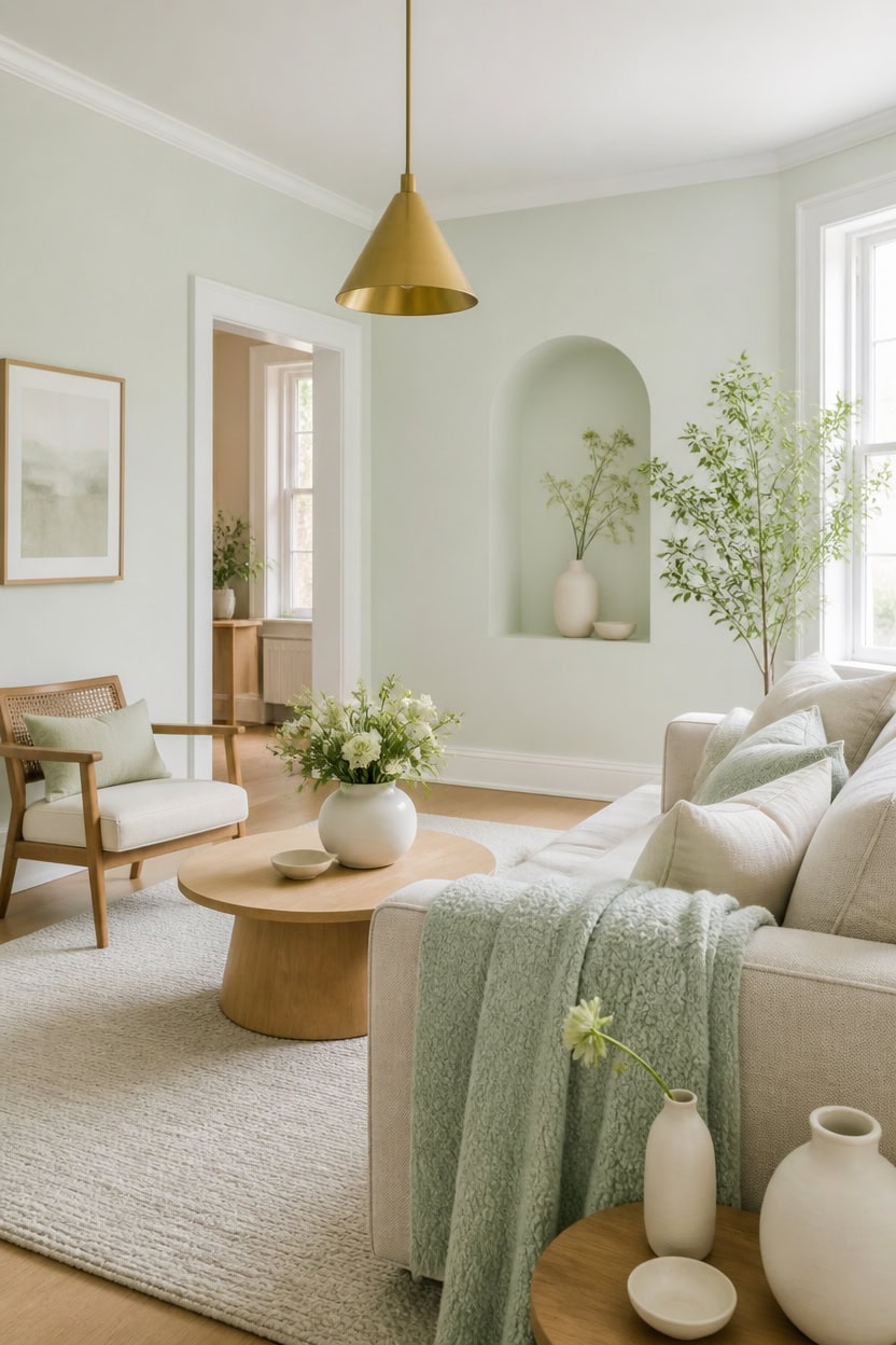 airy mint green corner vignette