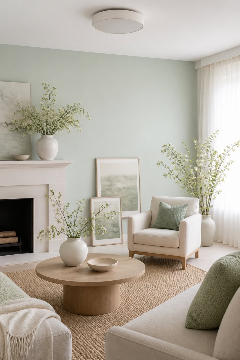 airy scandinavian mint livingroom