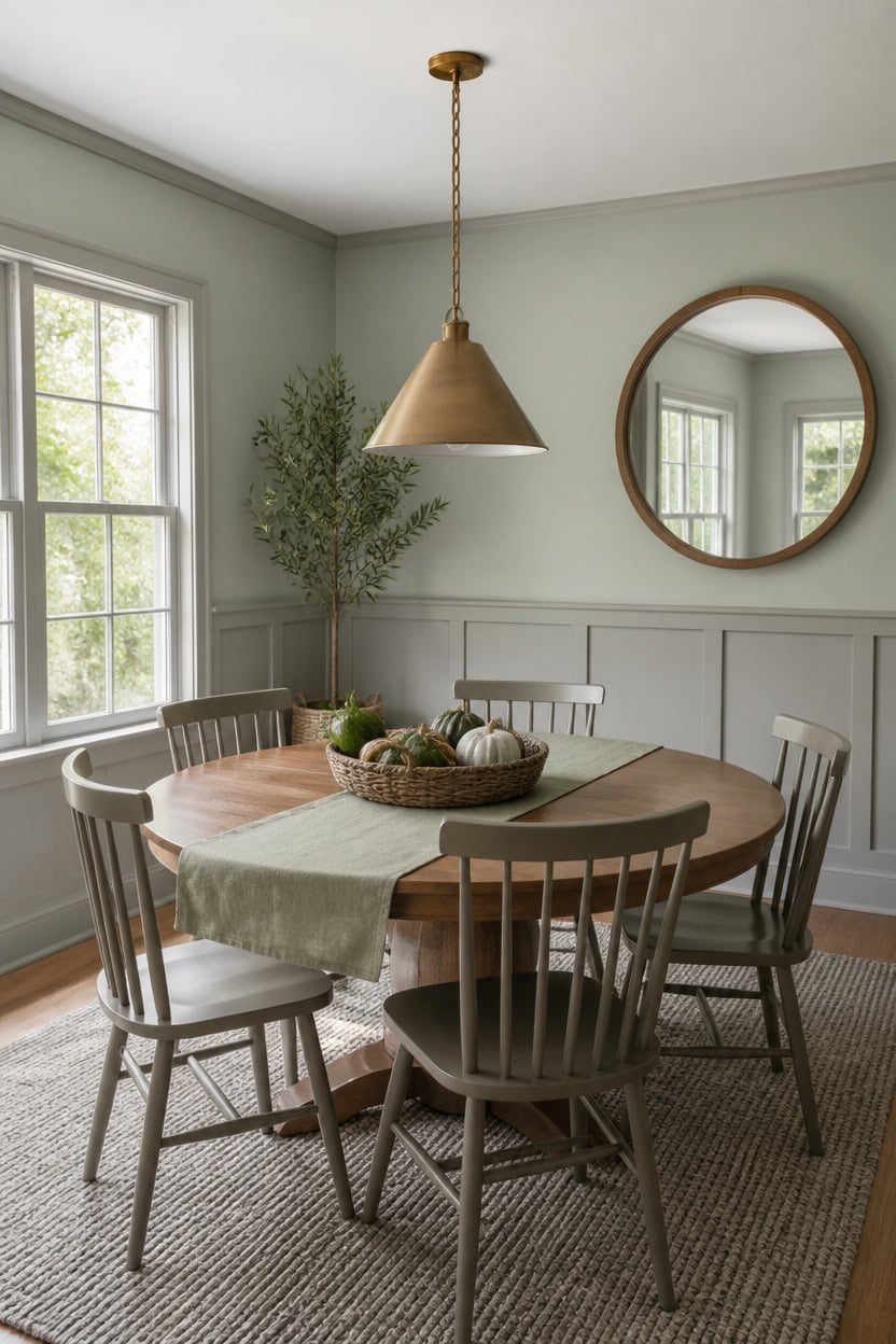 antique glass wainscoted dining