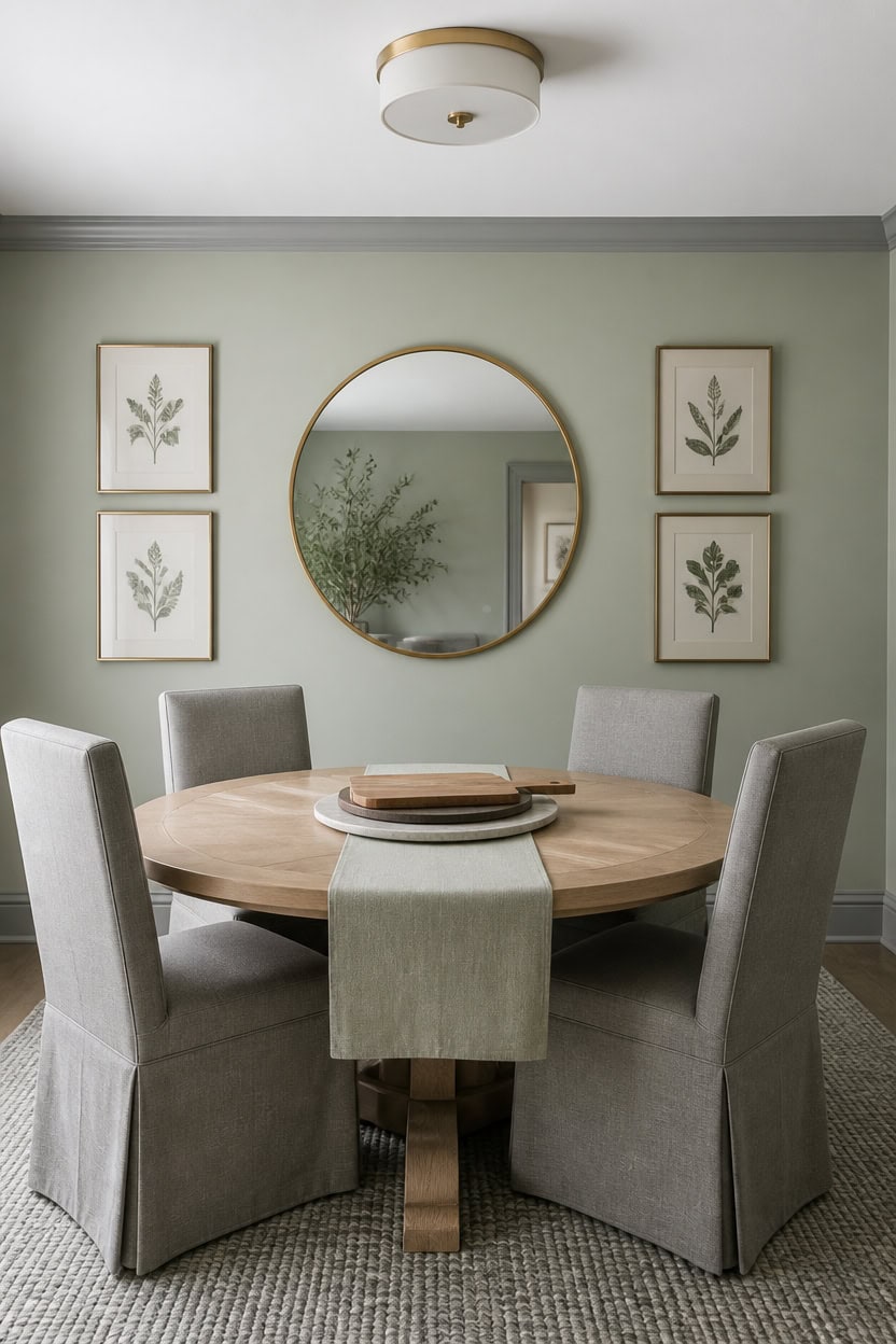 artful wall focused dining centerpiece