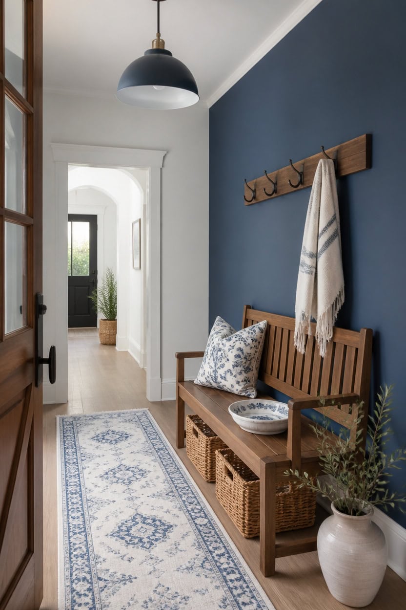 azurite accented white trim entryway