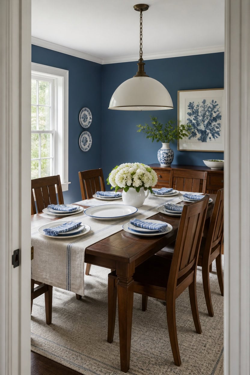 azurite backed linen table styling