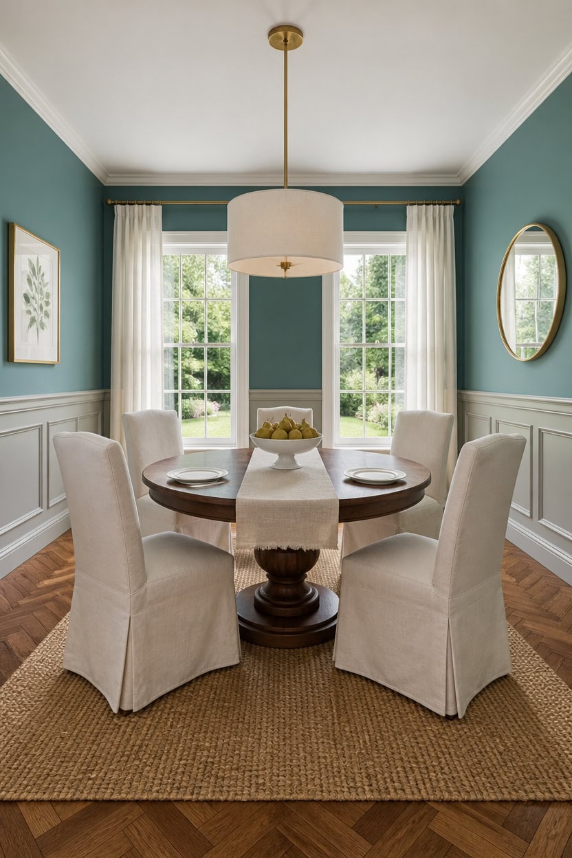 baltic sea turquoise wainscoting centerpiece