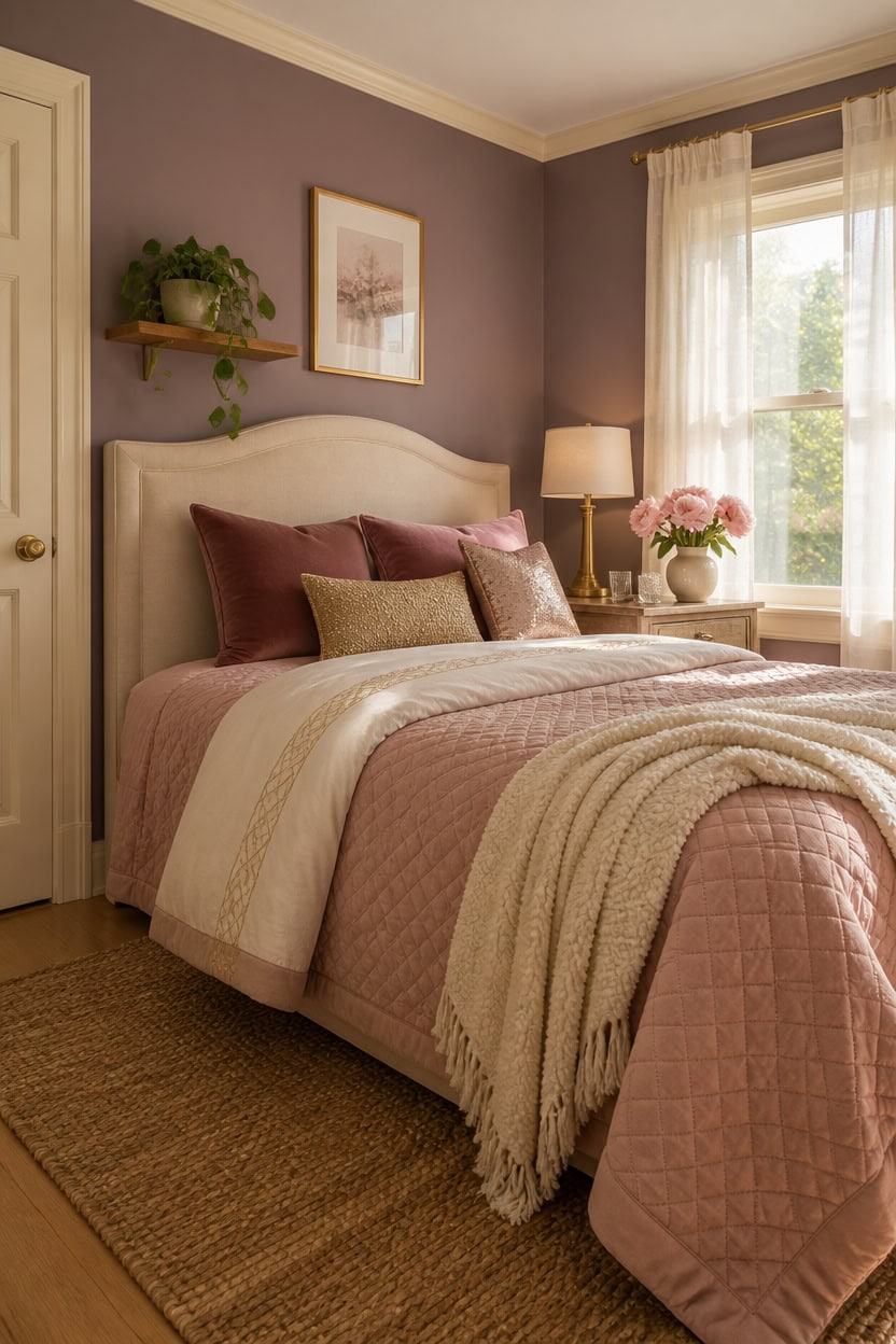 Bedding That Balances Rose and Gold Tones