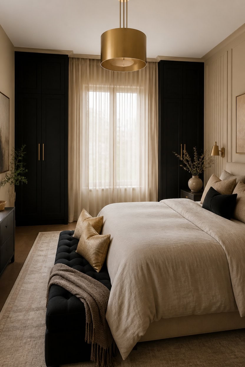 beige backdrop black trim