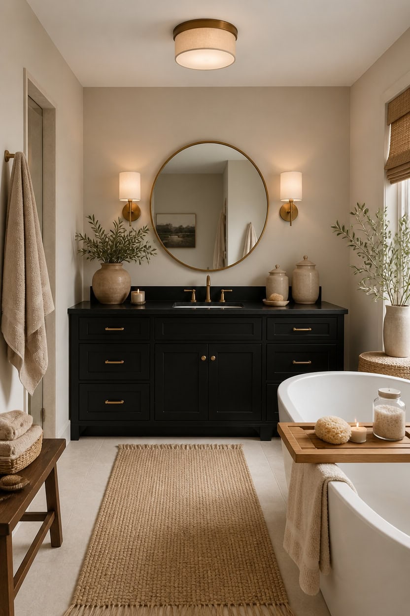 beige softens black boldness
