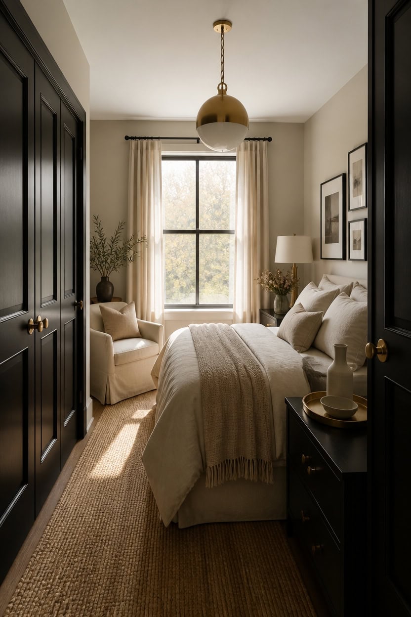 beige walls black accents