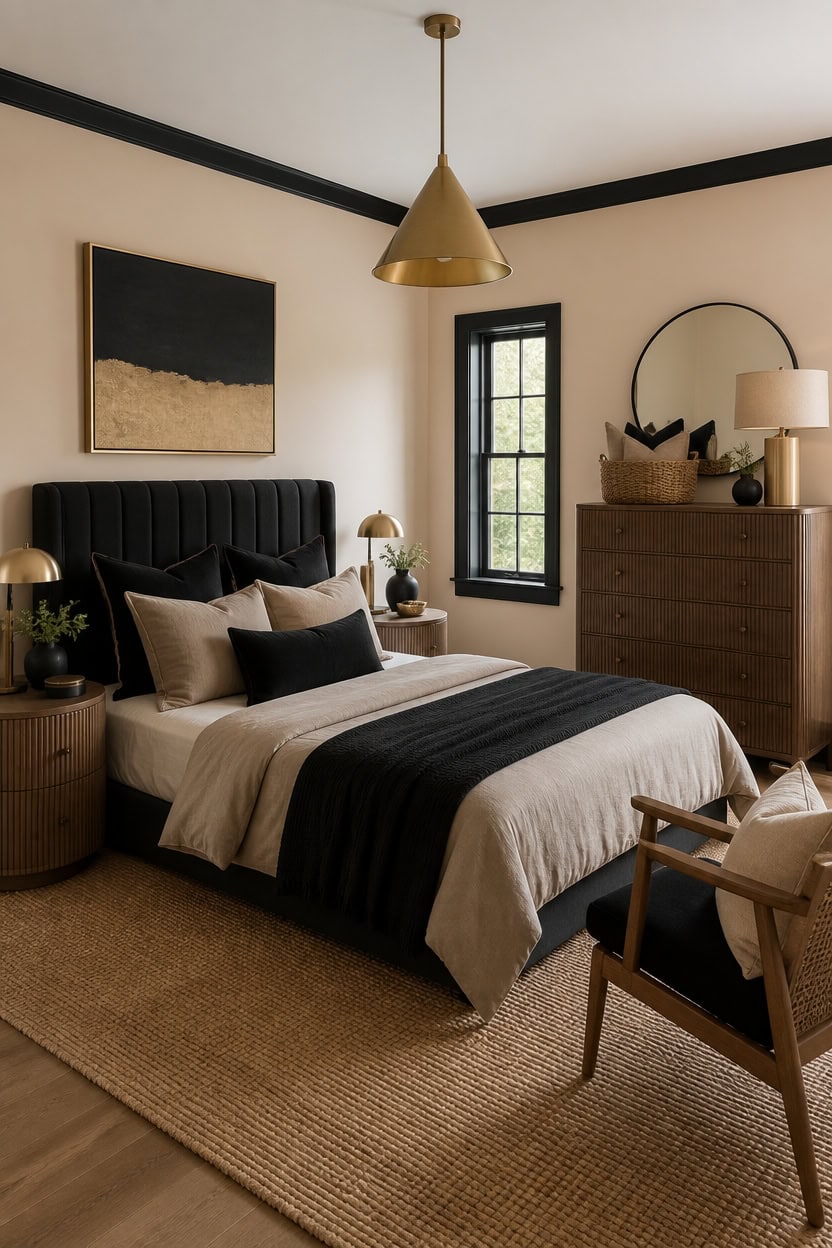 beige walls black trim