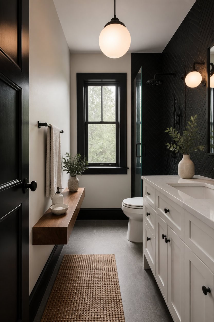 black accent warm wood