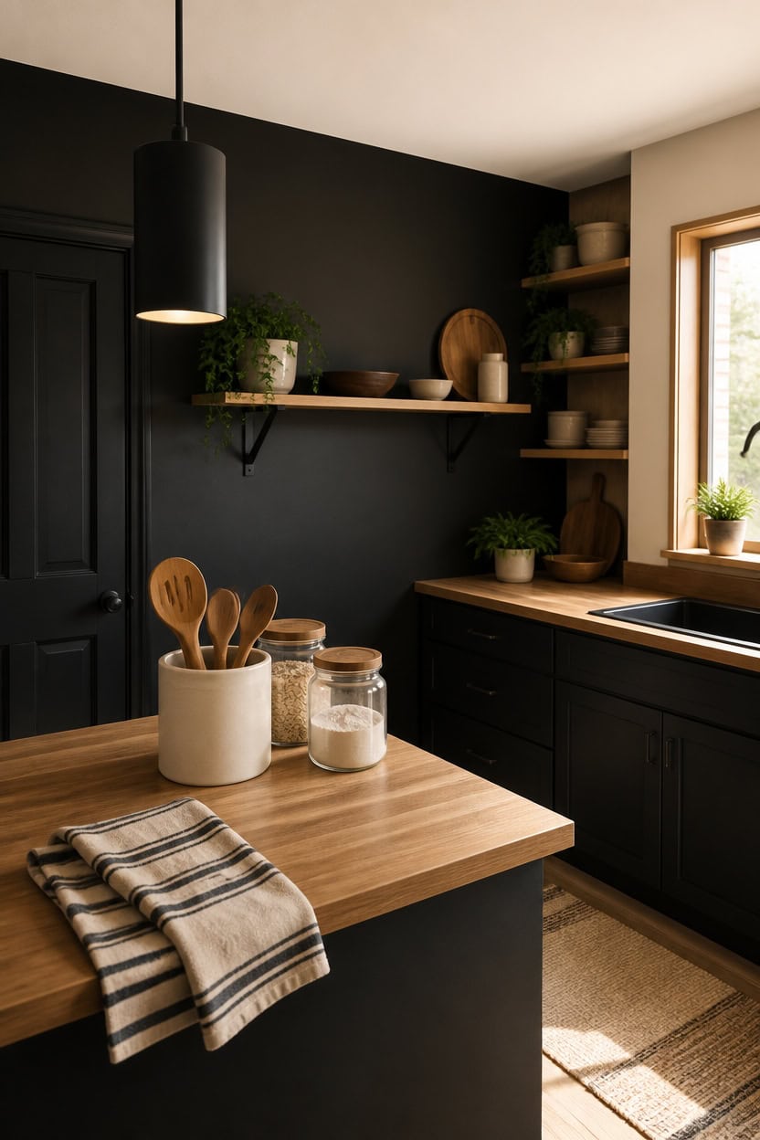 black accent wood warmth