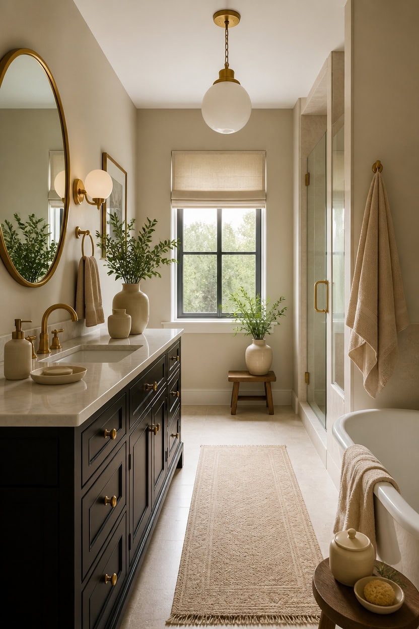 black anchored beige and gold