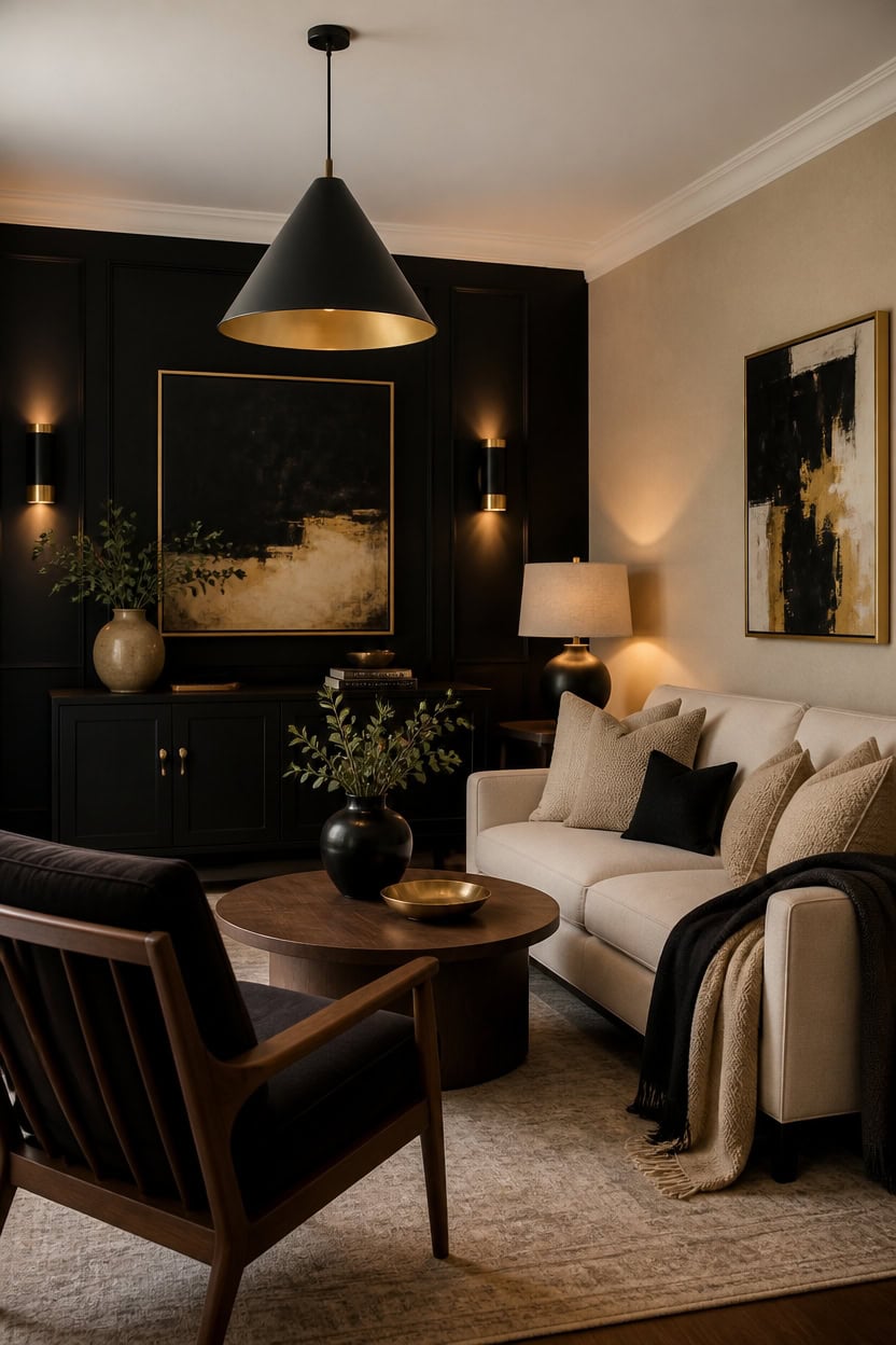 black and gold cozy contrast