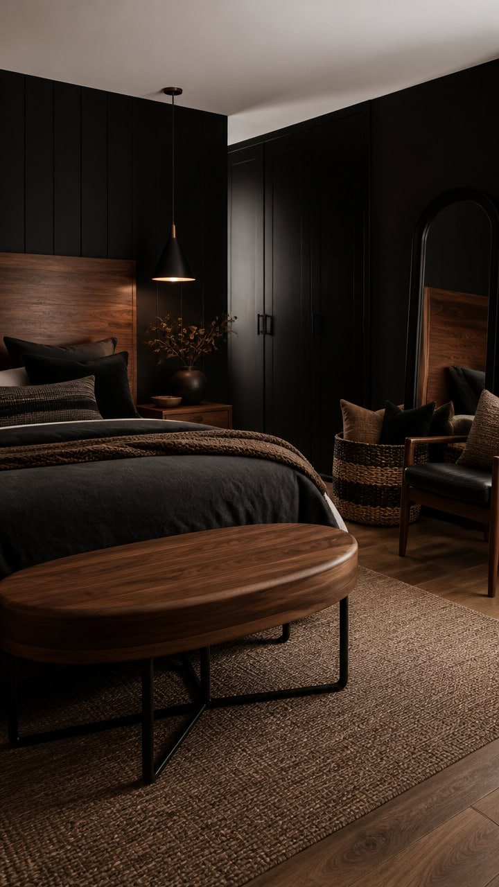 black and wood bedroom choice