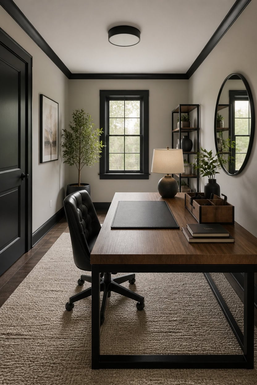 black and wood office vignette