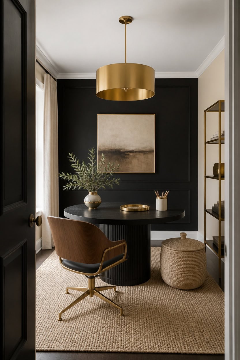 black backdrop gold glow