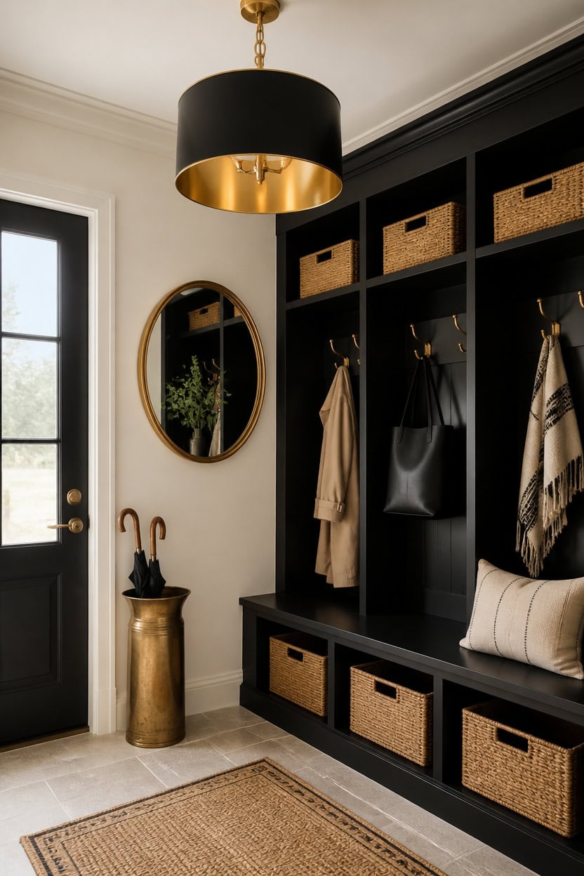 black beige and brass