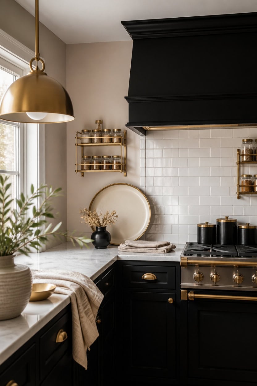black beige gold harmony