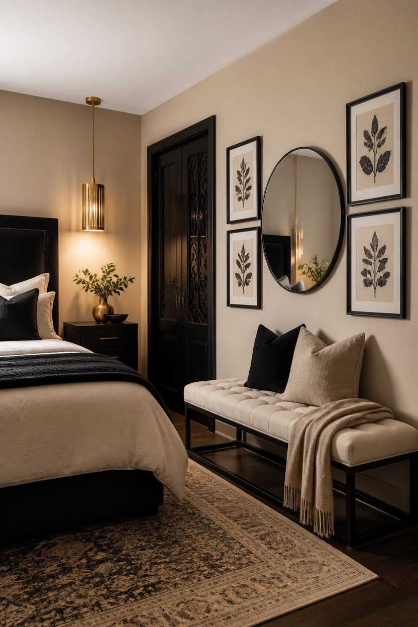 black framed art anchors vignette