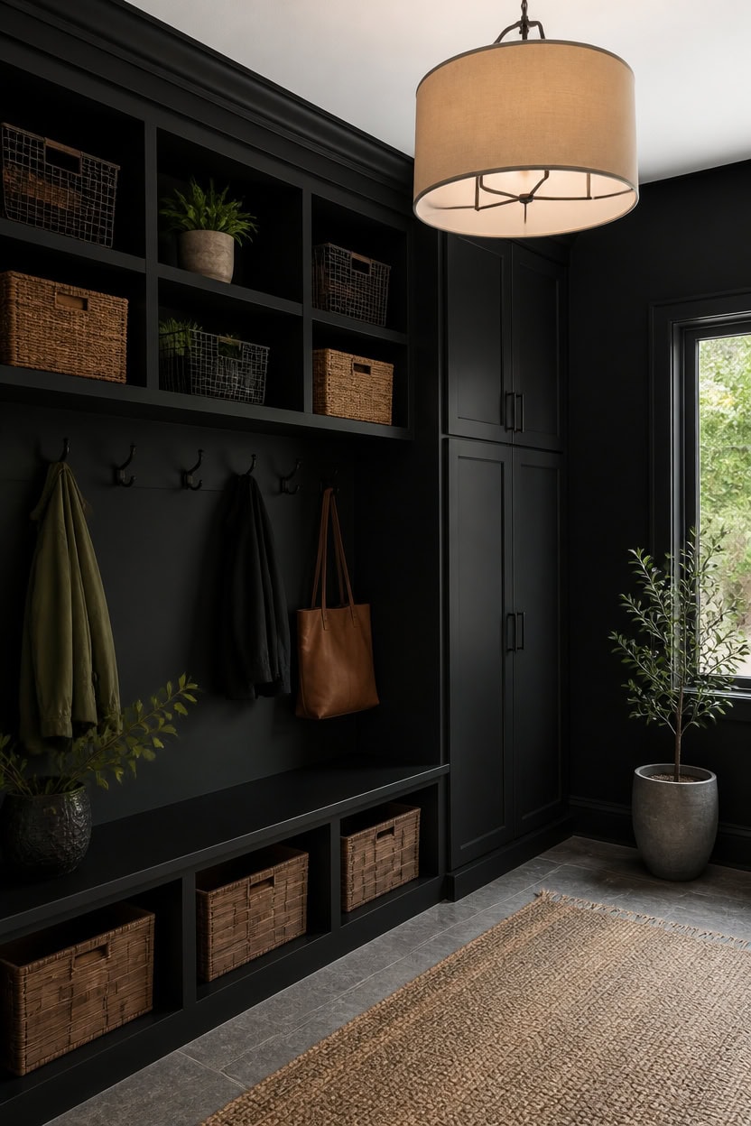 black mudroom hybrid storage