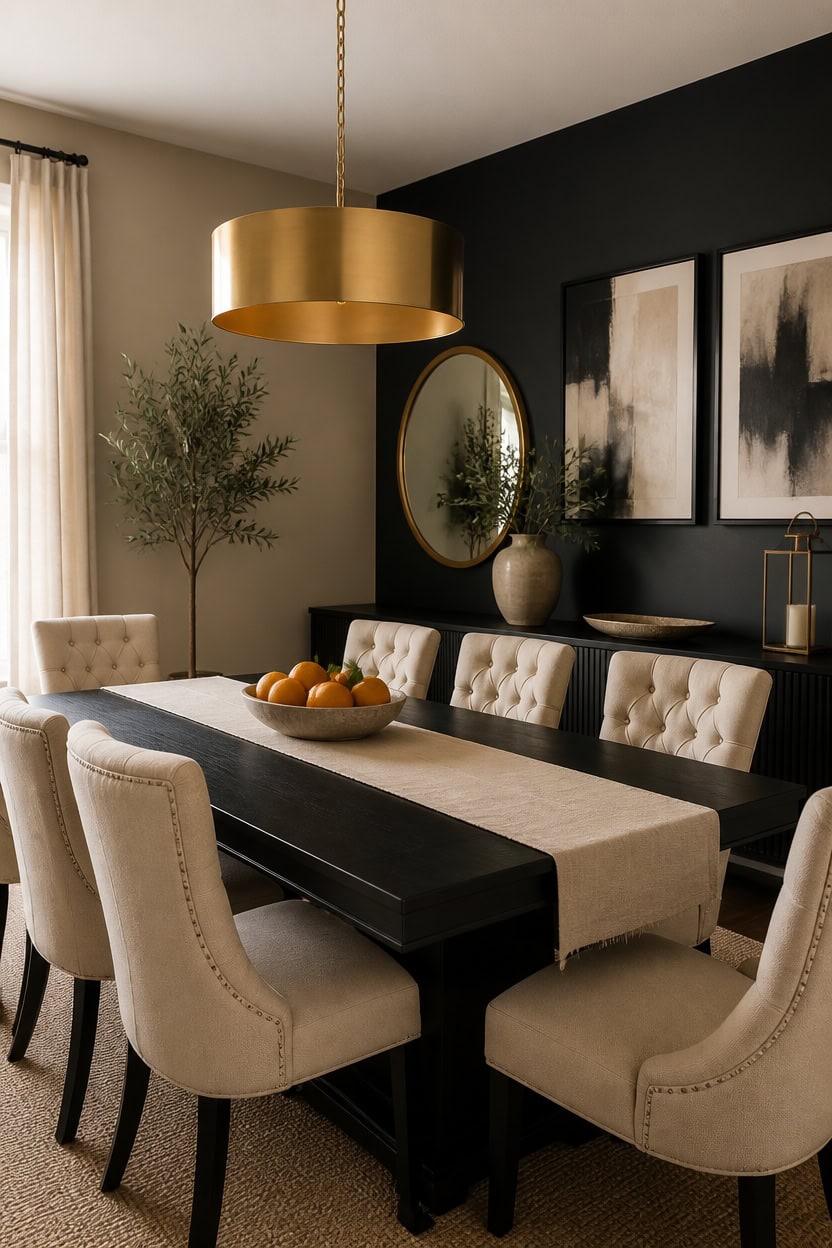 black table beige backdrop