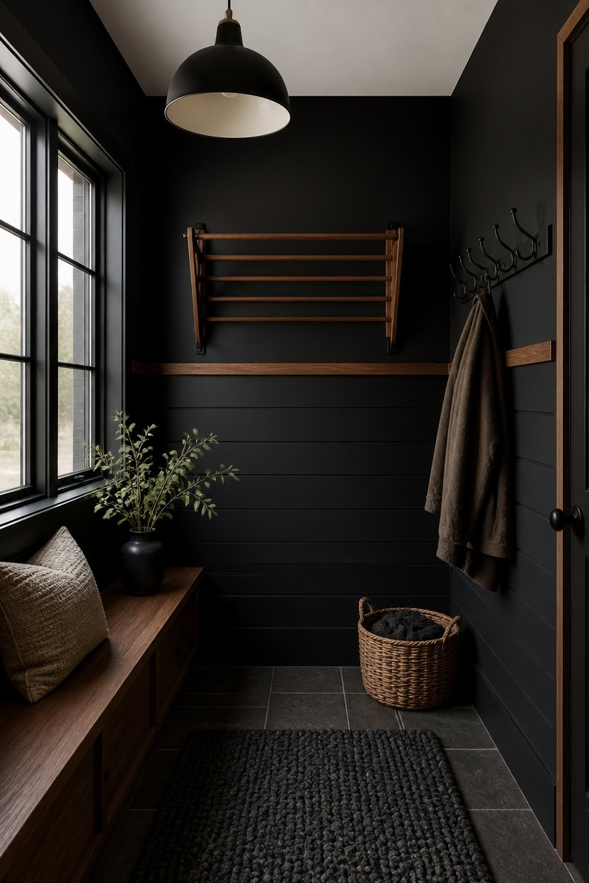 black wainscot onyx walls