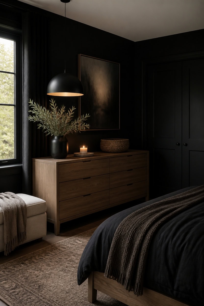 black wood dresser vignette