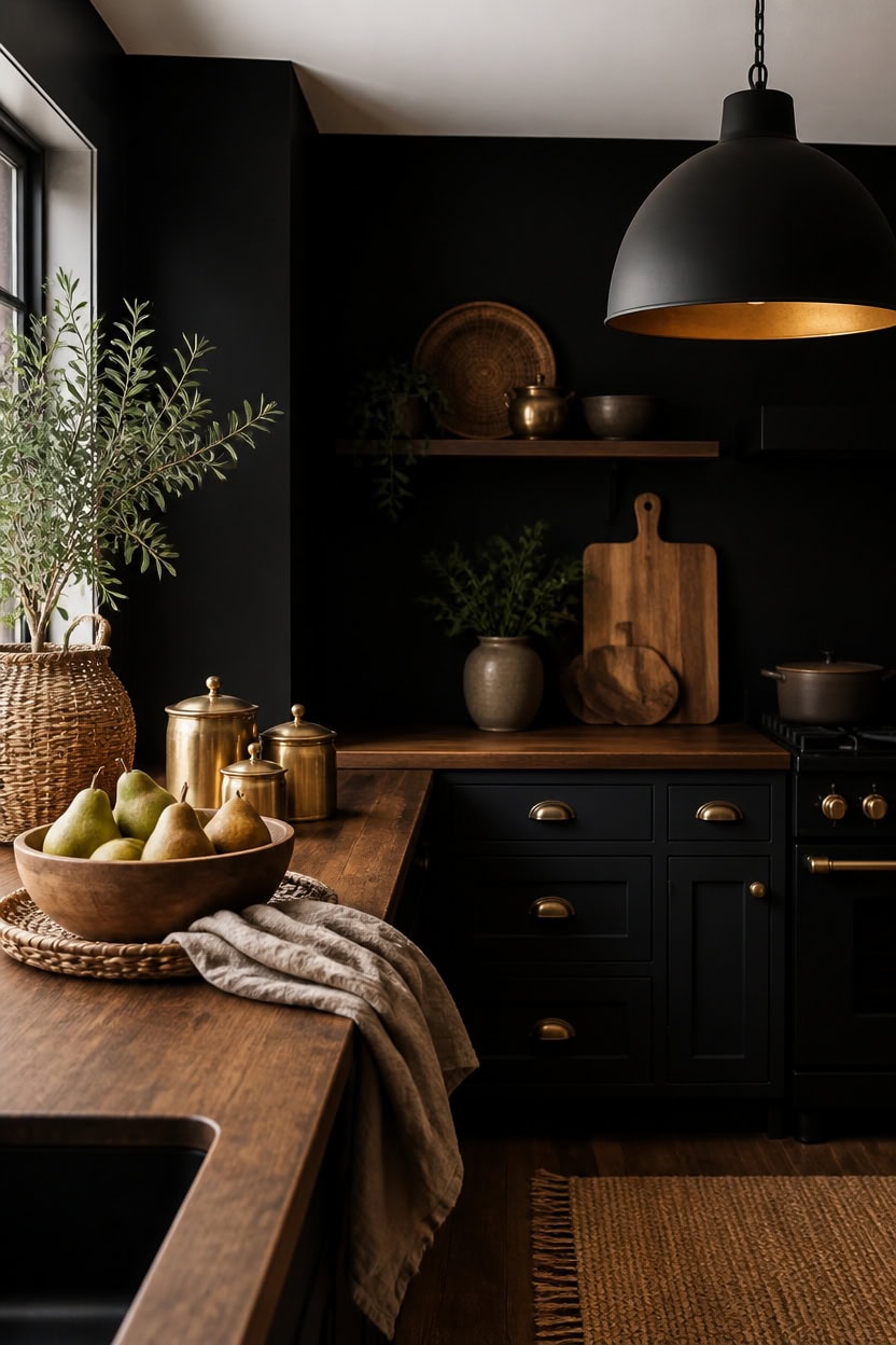 black wood warm accents