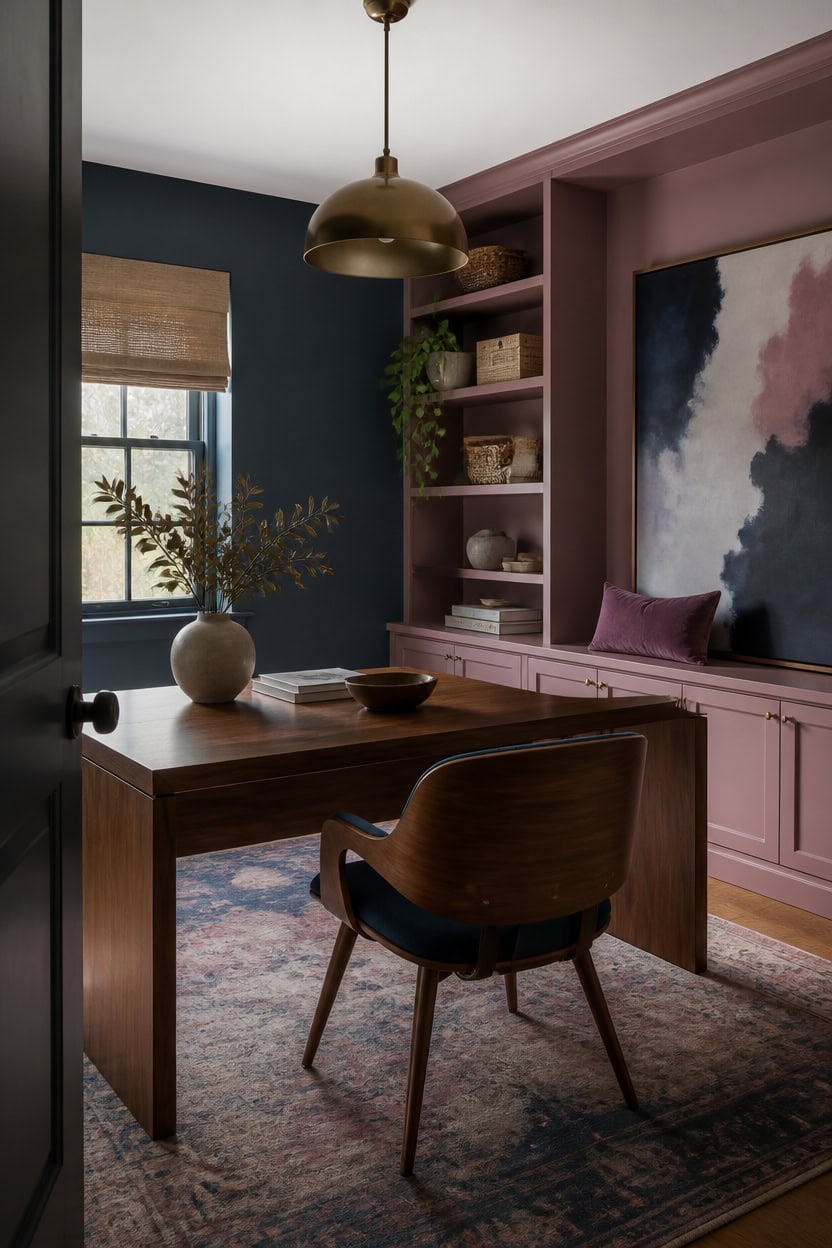 blue and mauve anchored workspace