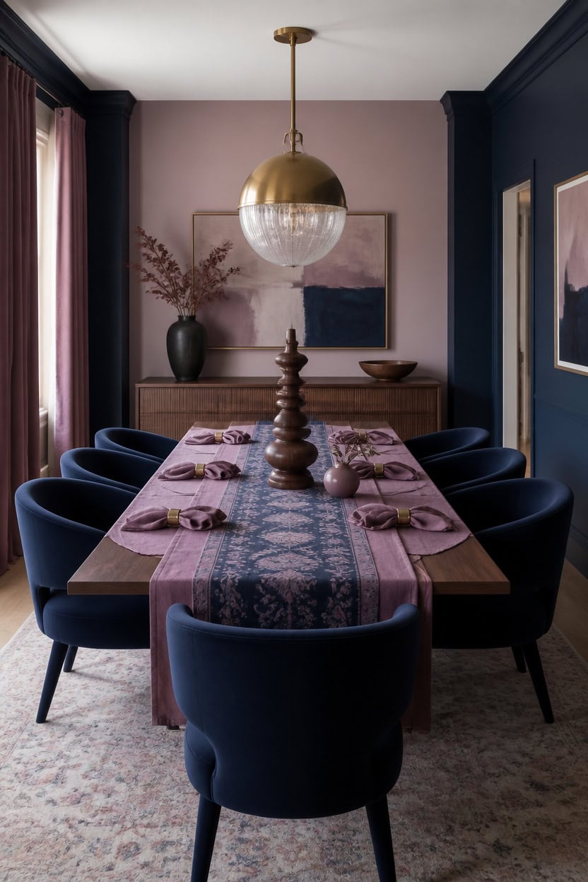 blue and mauve layering