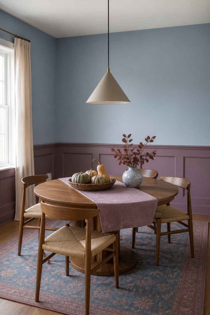 blue and mauve minimalism