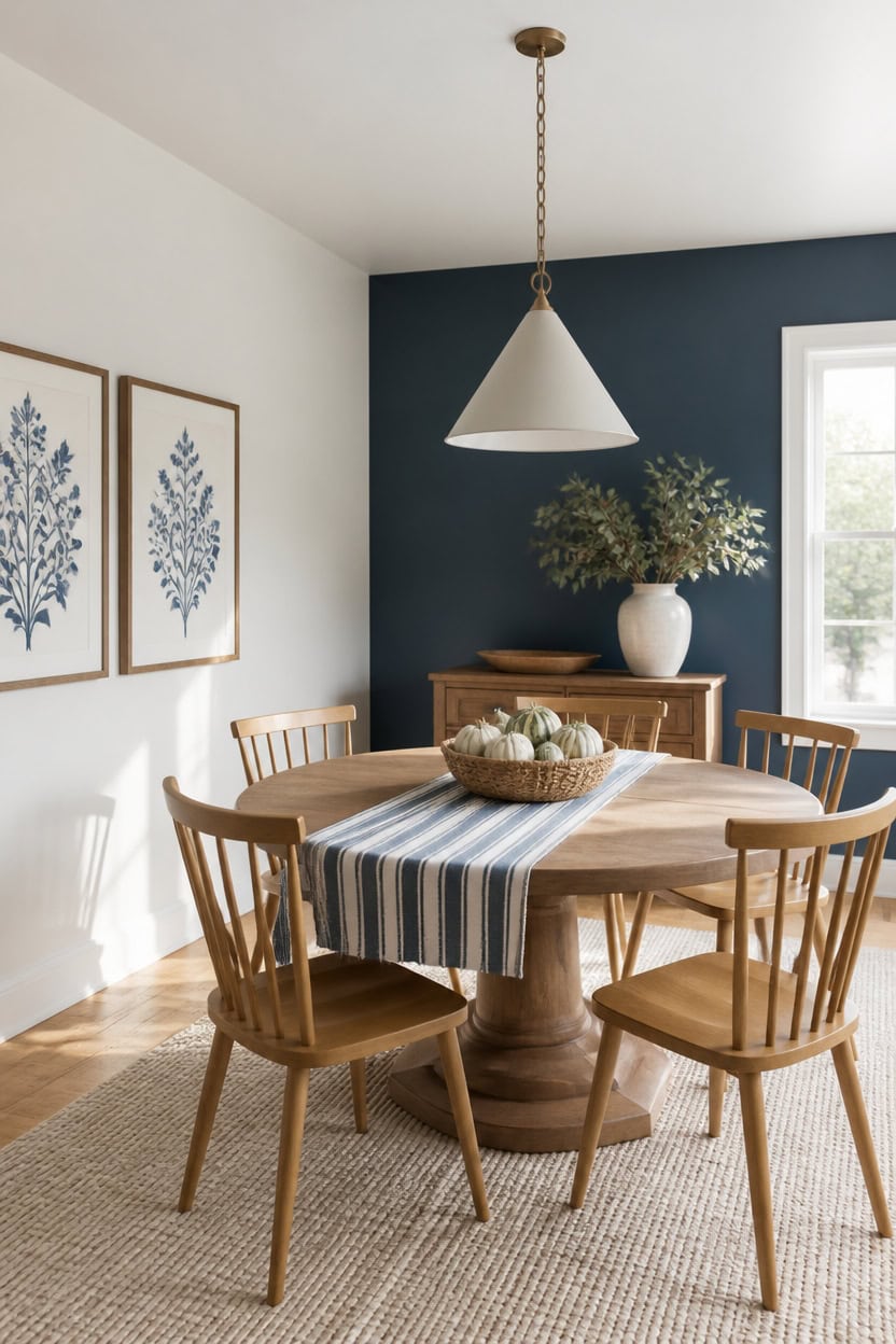blue and white dining balance