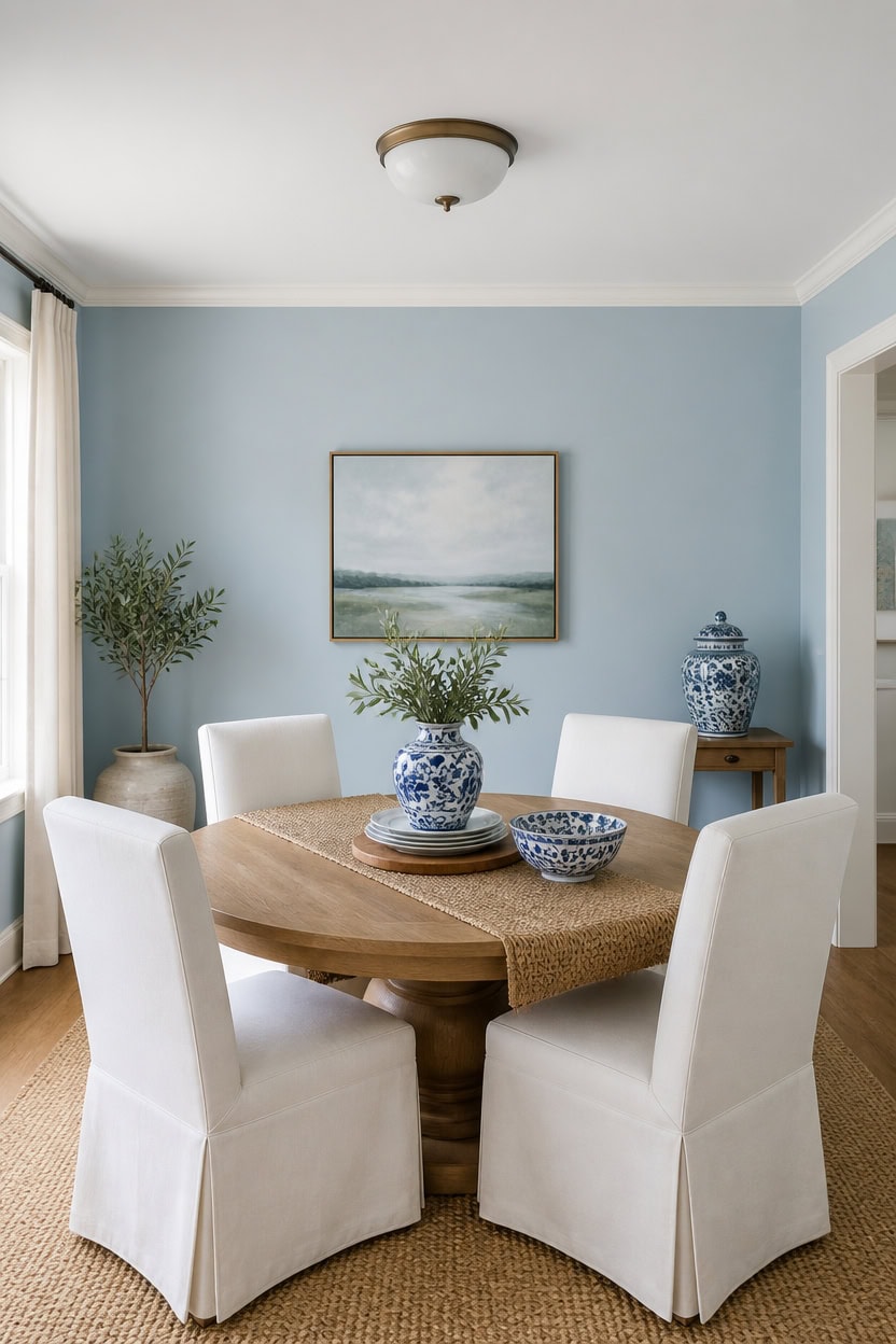 blue and white dining refresh