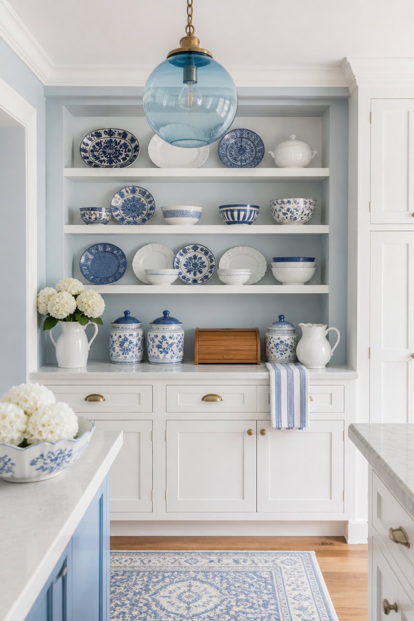 blue and white kitchen simplicity