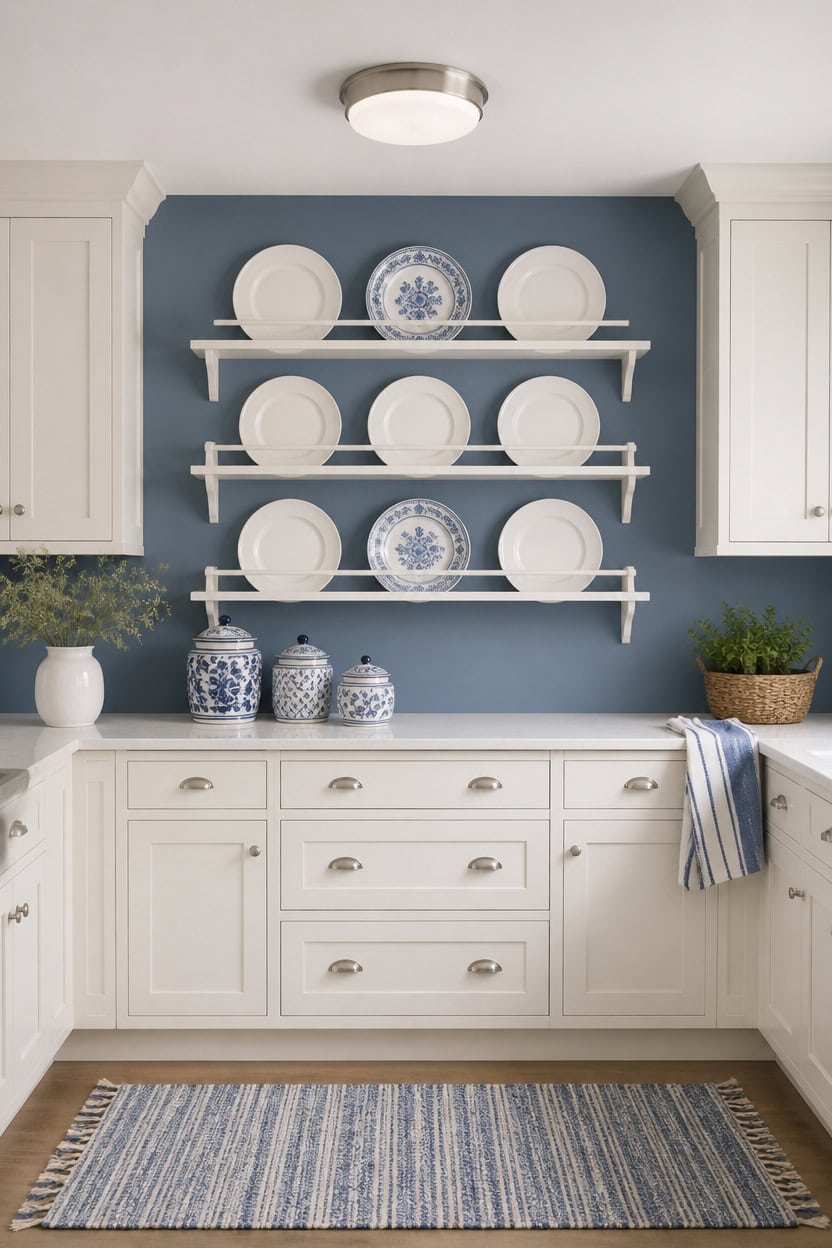 blue and white lit display