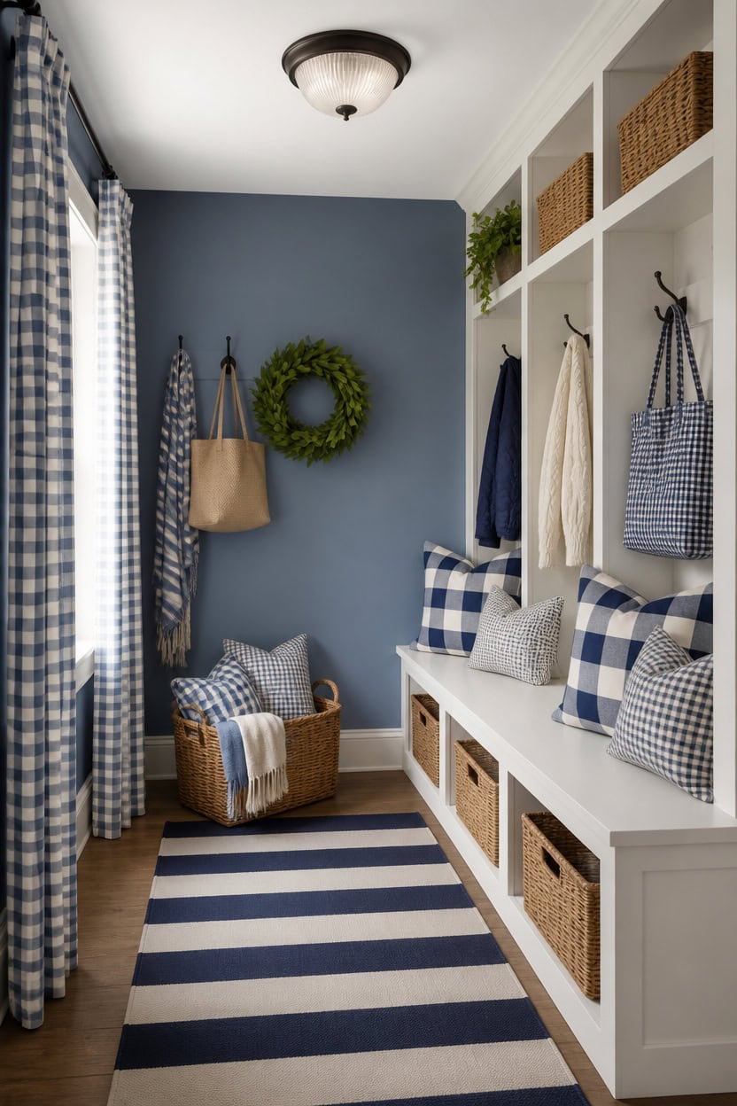 blue dusk striped checks