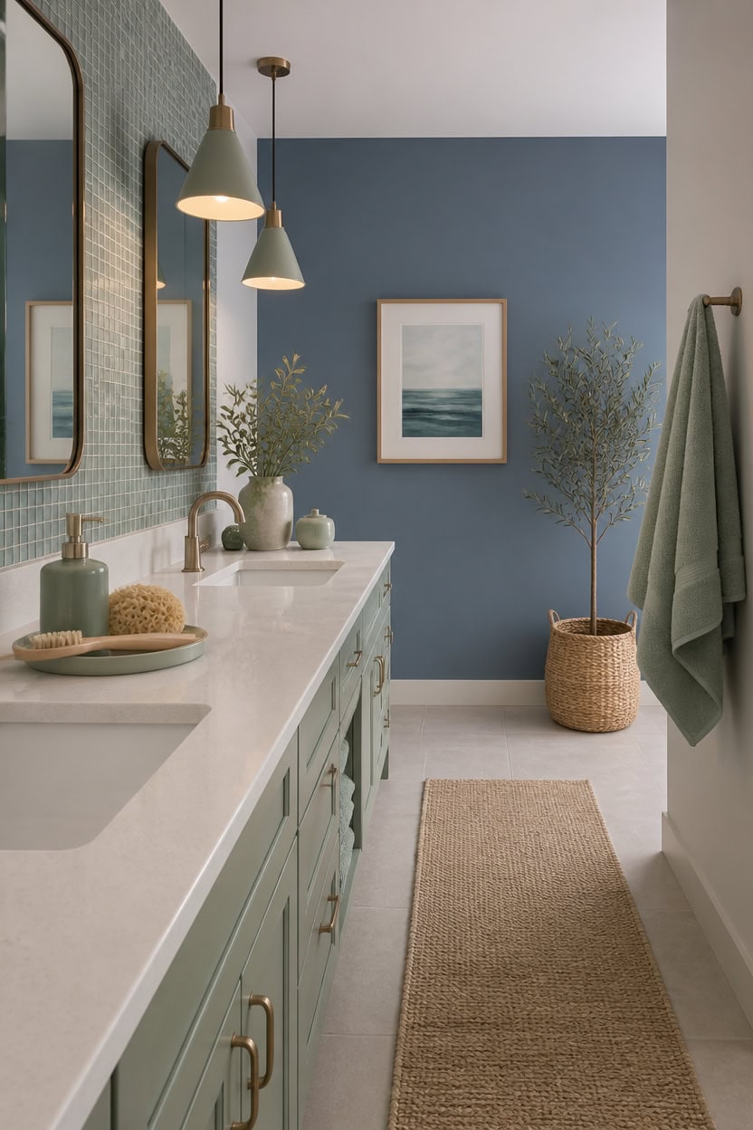blue green calm vanity vignette