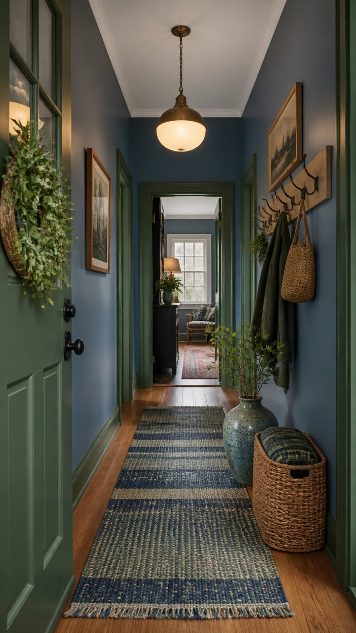 blue green hallway identifies residents
