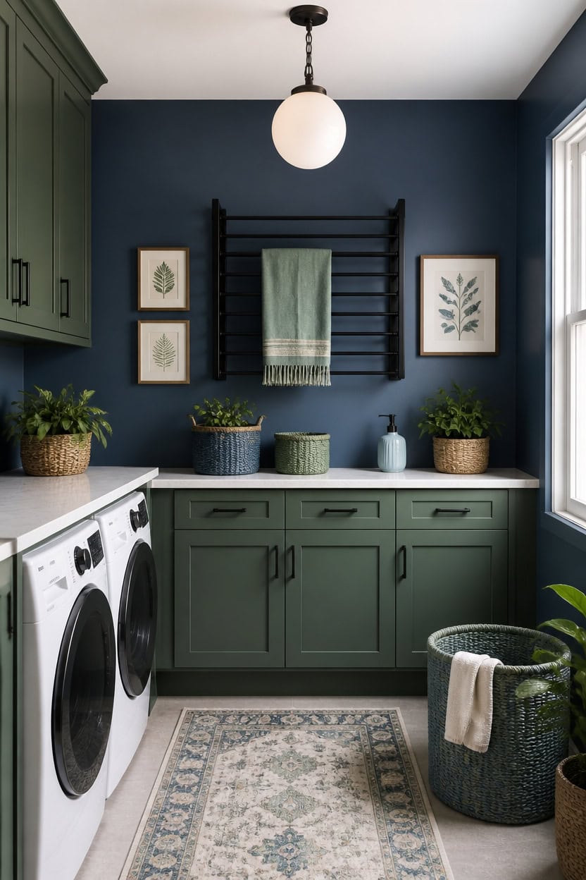 blue green laundry design focal