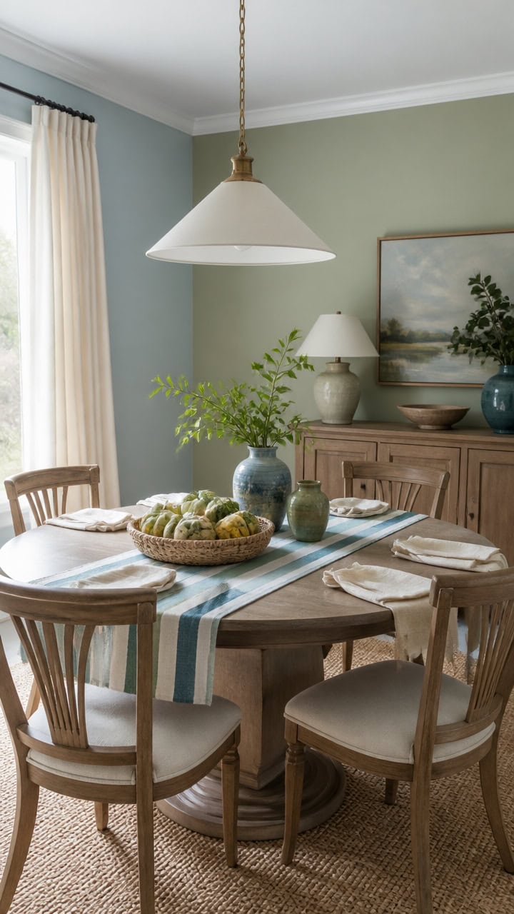 blue green timeless dining room