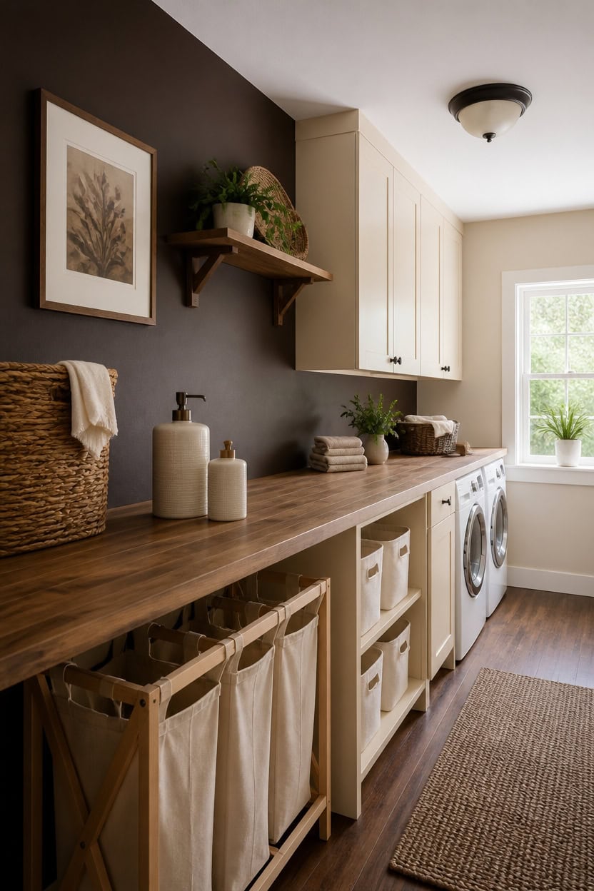 bold brown light cream accents